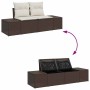 Conjunto de sofá de jardín con cojín 6 pcs Marrón y crema