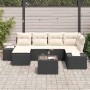 Conjunto de sofá de jardín con cojín 7 pcs Negro y crema