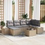Conjunto de sofá de jardín con cojín 7 pcs beige y gris claro