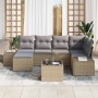 Conjunto de sofá de jardín con cojín 7 pcs beige y gris claro