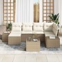 Conjunto de sofá de jardín con cojín 7 pcs beige y crema