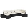 Conjunto de sofá de jardín con cojín 7 pcs Negro Poliratán