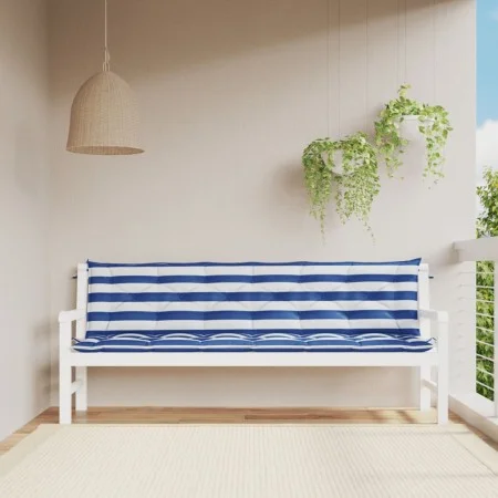 Garden bench cushions 2 pcs blue white striped fabric 200x50x7 cm by vidaXL, Cushions for chairs and sofas - Ref: Foro24-3617...