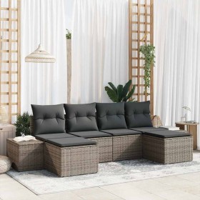 Conjunto de sofá de jardín 6 pcs Gris 184 x 62 x 85 cm
