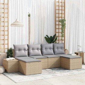 Conjunto de sofá de jardín con cojín 6 pcs beige y gris claro