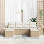 Conjunto de sofá de jardín 6 pcs beige y crema 184 x 62 x 85 cm
