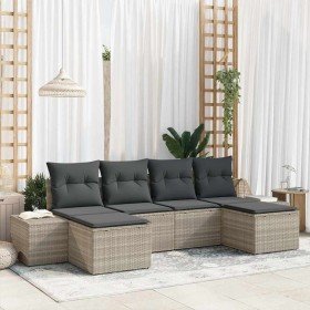 Conjunto de sofá de jardín 6 pcs Gris claro 184 x 62 x 85 cm
