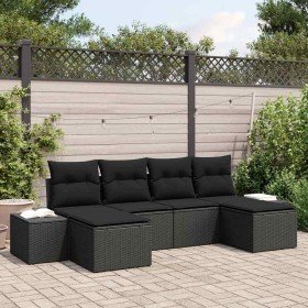Conjunto de sofá de jardín 6 pcs Negro 184 x 62 x 85 cm