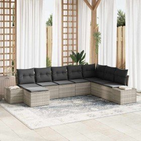 Conjunto de sofá de jardín 8 pcs Gris claro 319 x 209 x 85 cm