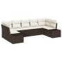 Conjunto de sofá de jardín con cojín 7 pcs Marrón y crema