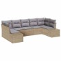 Conjunto de sofá de jardín con cojín 7 pcs beige y gris claro
