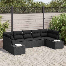 Conjunto de sofá de jardín 7 pcs Negro 289 x 154 x 85 cm
