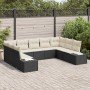 Conjunto de sofá de jardín con cojín 9 pcs Negro y crema en Sofás de exterior | Comprar online en Foro24