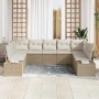 Conjunto de sofá de jardín con cojín 9 pcs beige y crema