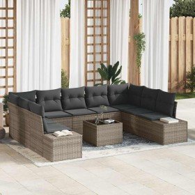 Conjunto de sofá de jardín 10 pcs Gris 289 x 209 x 85 cm Conjunto de sofá de jardín 10 pcs Gris 289 x 209 x 85 cm