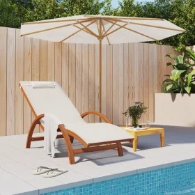 Lounger with white textilene cushion and solid poplar wood by vidaXL, Loungers - Ref: Foro24-363469, Price: 165,70 €, Discoun...