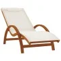 Lounger with white textilene cushion and solid poplar wood by vidaXL, Loungers - Ref: Foro24-363469, Price: 165,70 €, Discoun...