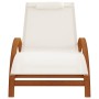 Lounger with white textilene cushion and solid poplar wood by vidaXL, Loungers - Ref: Foro24-363469, Price: 168,81 €, Discoun...
