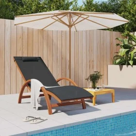 Sonnenliege mit Textilene-Kissen aus grauem und massivem Pappelholz von vidaXL, Liegen - Ref: Foro24-363470, Preis: 166,47 €,...