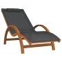 Lounger with gray textilene cushion and solid poplar wood by vidaXL, Loungers - Ref: Foro24-363470, Price: 166,47 €, Discount: %