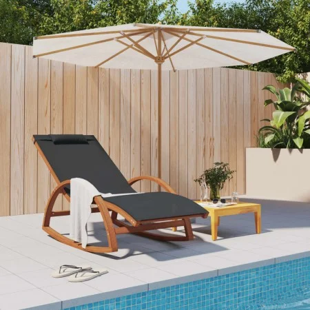 Rocking chair made of gray textilene and solid poplar wood. by vidaXL, Loungers - Ref: Foro24-363472, Price: 138,86 €, Discou...