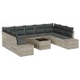 Conjunto de sofá de jardín 10 pcs Gris claro 289 x 209 x 85 cm