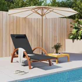 Lounger with gray textilene cushion and solid poplar wood by vidaXL, Loungers - Ref: Foro24-363473, Price: 182,93 €, Discount: %