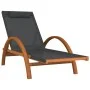 Liege mit grauem Textilene-Kissen und massivem Pappelholz von vidaXL, Liegen - Ref: Foro24-363473, Preis: 182,88 €, Rabatt: %