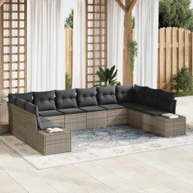 Conjunto de sofá de jardín 10 pcs Gris 344 x 209 x 85 cm