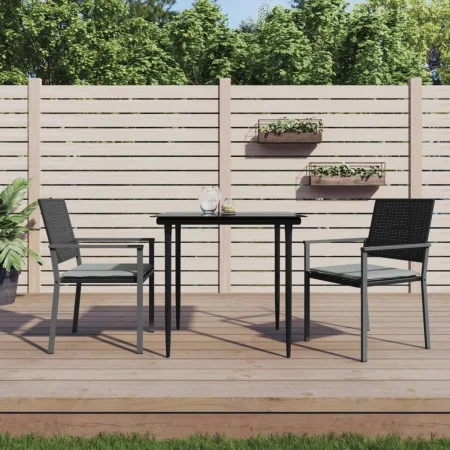 Sillas jardín cojines 2 uds ratán sintético negro 54x62,5x89 cm de vidaXL, Sillas de jardín - Ref: Foro24-364097, Precio: 92,...