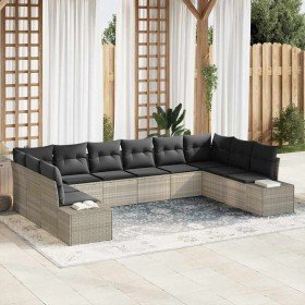 Conjunto de sofá de jardín con cojín 10 pcs Gris claro en Sofás de exterior | Comprar online en Foro24