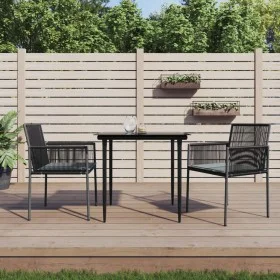 Garden chairs with cushions 2 pcs black PE rattan 54x60.5x83.5cm by vidaXL, Garden chairs - Ref: Foro24-364102, Price: 146,56...