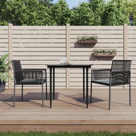 Garden chairs with cushions 2 pcs black PE rattan 54x60.5x83.5cm by vidaXL, Garden chairs - Ref: Foro24-364102, Price: 146,26...