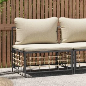 Central garden sofa with beige synthetic rattan cushions by vidaXL, Modular outdoor sofas - Ref: Foro24-364131, Price: 59,42 ...