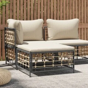 Garden stool with beige synthetic rattan cushion by vidaXL, Modular outdoor sofas - Ref: Foro24-364132, Price: 45,85 €, Disco...