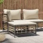 Taburete de jardín con cojín ratán sintético beige de vidaXL, Sofás modulares de exterior - Ref: Foro24-364132, Precio: 45,40...