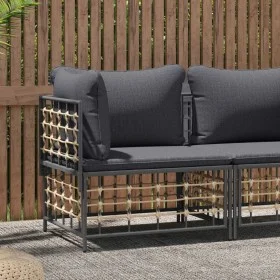 Garden corner sofa with dark gray synthetic rattan cushions by vidaXL, Modular outdoor sofas - Ref: Foro24-364134, Price: 67,...