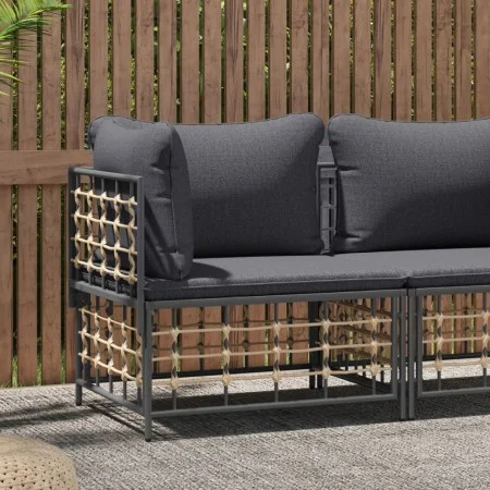 Garden corner sofa with dark gray synthetic rattan cushions by vidaXL, Modular outdoor sofas - Ref: Foro24-364134, Price: 67,...