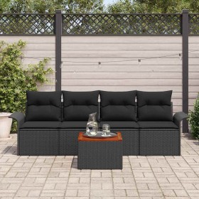 Conjunto de sofá de jardín Manual 5 pcs Negro 55 x 55 x 37 cm