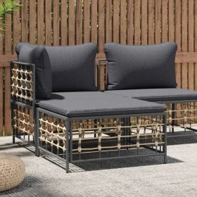 Garden stool with dark gray synthetic rattan cushion by vidaXL, Modular outdoor sofas - Ref: Foro24-364136, Price: 45,40 €, D...