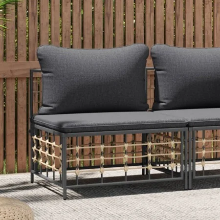 Central garden sofa with dark gray synthetic rattan cushions by vidaXL, Modular outdoor sofas - Ref: Foro24-364135, Price: 59...