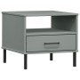 OSLO bedside table with metal legs solid gray pine wood by vidaXL, Side tables - Ref: Foro24-351031, Price: 47,04 €, Discount: %