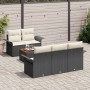 Conjunto de sofá de jardín 6 pcs Negro y crema 55 x 55 x 37 cm