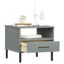OSLO bedside table with metal legs solid gray pine wood by vidaXL, Side tables - Ref: Foro24-351031, Price: 47,04 €, Discount: %