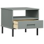 OSLO bedside table with metal legs solid gray pine wood by vidaXL, Side tables - Ref: Foro24-351031, Price: 47,04 €, Discount: %