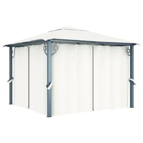 Pavillon mit cremefarbenem Aluminiumvorhang 300x300 cm von vidaXL, Zelte und Pavillons - Ref: Foro24-48042, Preis: 474,79 €, ...