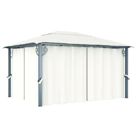 Cenador con cortina color crema aluminio 400x300 cm de vidaXL, Carpas y cenadores - Ref: Foro24-48044, Precio: 509,47 €, Desc...
