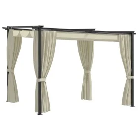 Gazebo with cream-colored steel curtains 3x3 m by vidaXL, Tents and gazebos - Ref: Foro24-48050, Price: 349,38 €, Discount: %