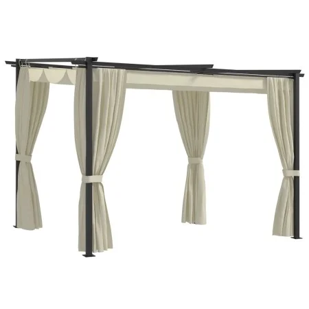Pavillon mit cremefarbenen Stahlvorhängen 3x3 m von vidaXL, Zelte und Pavillons - Ref: Foro24-48050, Preis: 348,48 €, Rabatt: %