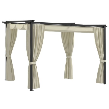 Pavillon mit cremefarbenen Stahlvorhängen 3x3 m von vidaXL, Zelte und Pavillons - Ref: Foro24-48050, Preis: 354,89 €, Rabatt: %